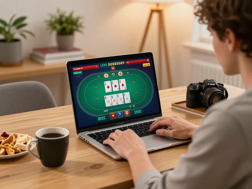 88aa mvp player engaging in online casino gaming at home using a laptop.