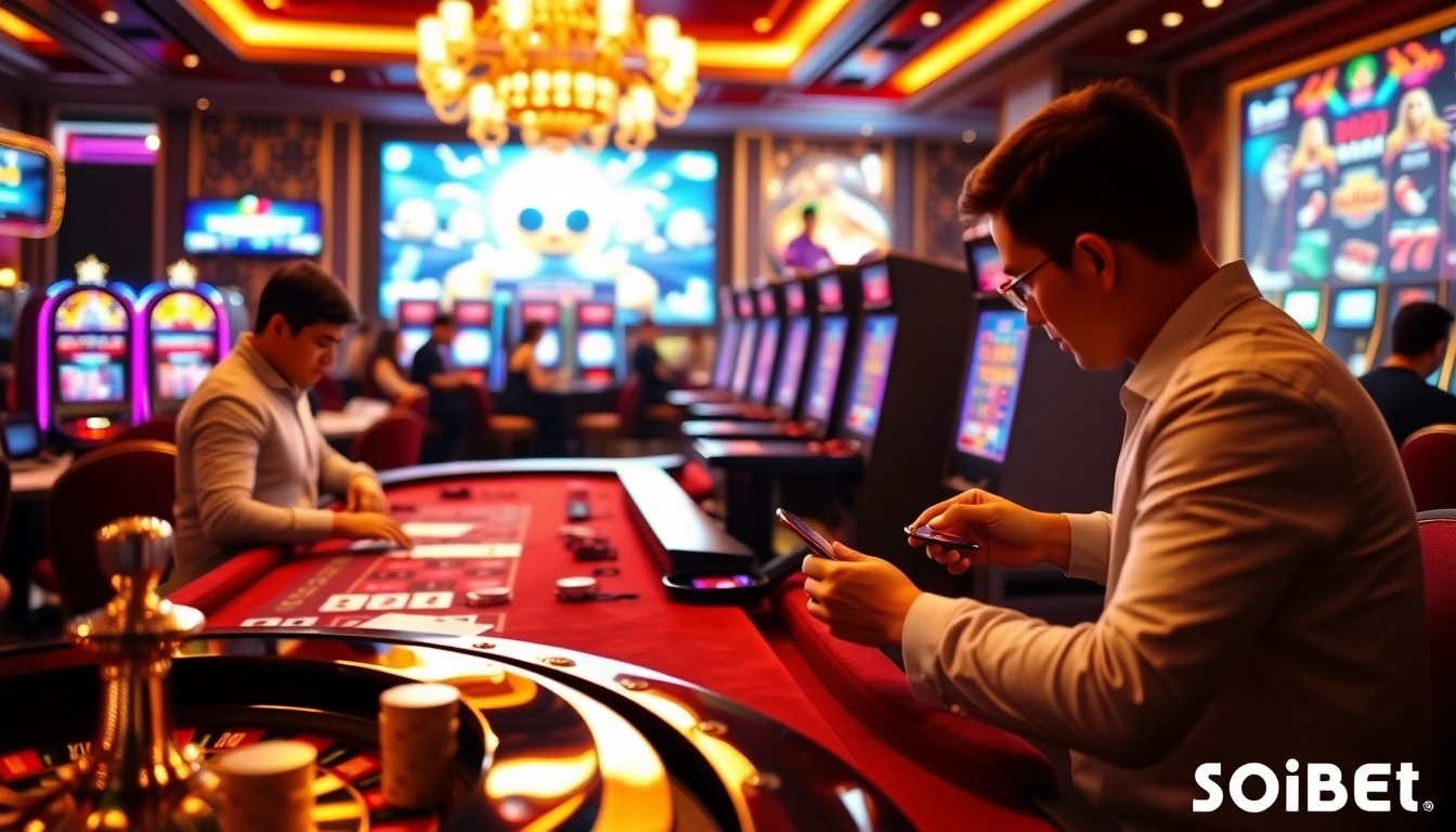 Experience thrilling gaming with SOIBET ไทย featuring vibrant casino tables and engaging online interfaces.