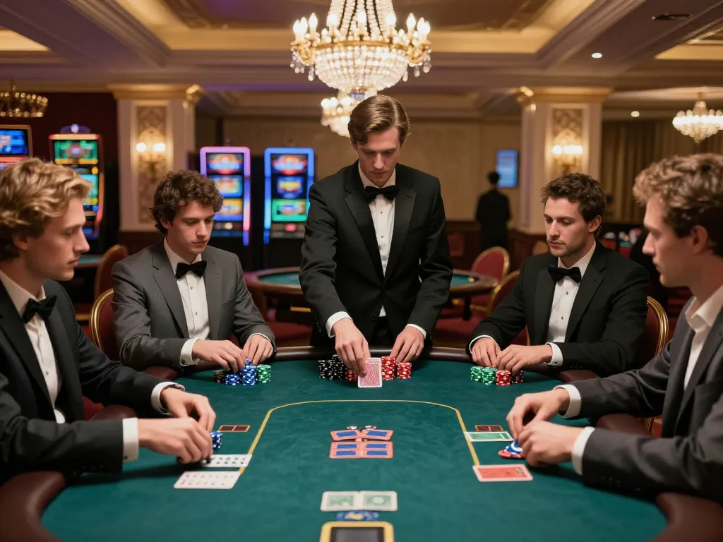 Players enjoy strategic poker action at B52club's luxury casino setup.