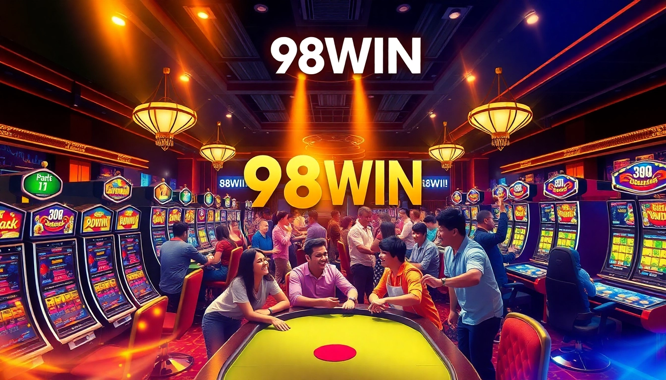 Exciting gaming atmosphere featuring 98WIN with diverse players at a casino.
