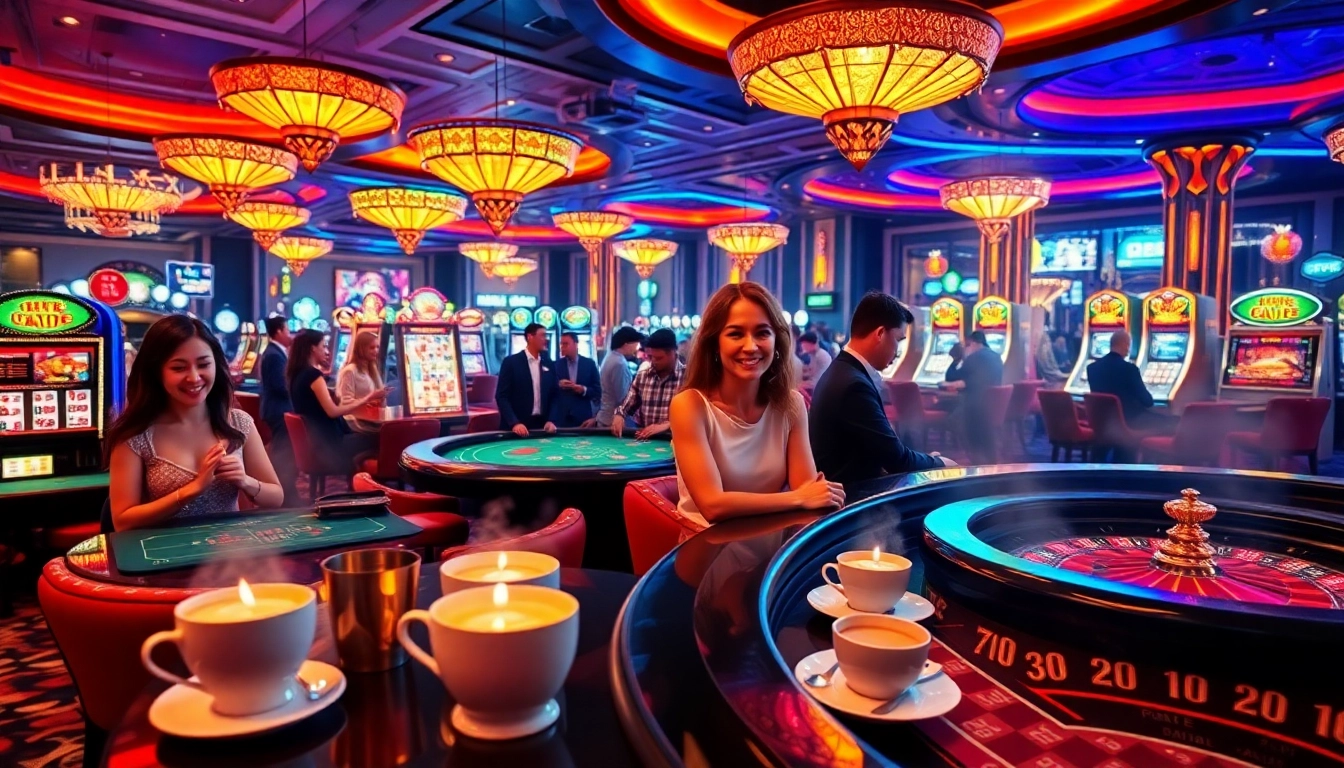 Experience the vibrant casino atmosphere at HM88 with thrilling games and exciting players engaged in action.