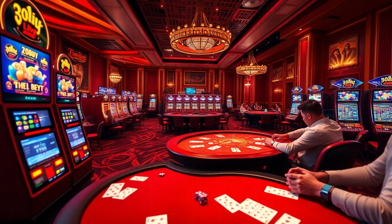 Exciting casino gameplay at 8live with vibrant slot machines and engaged players.