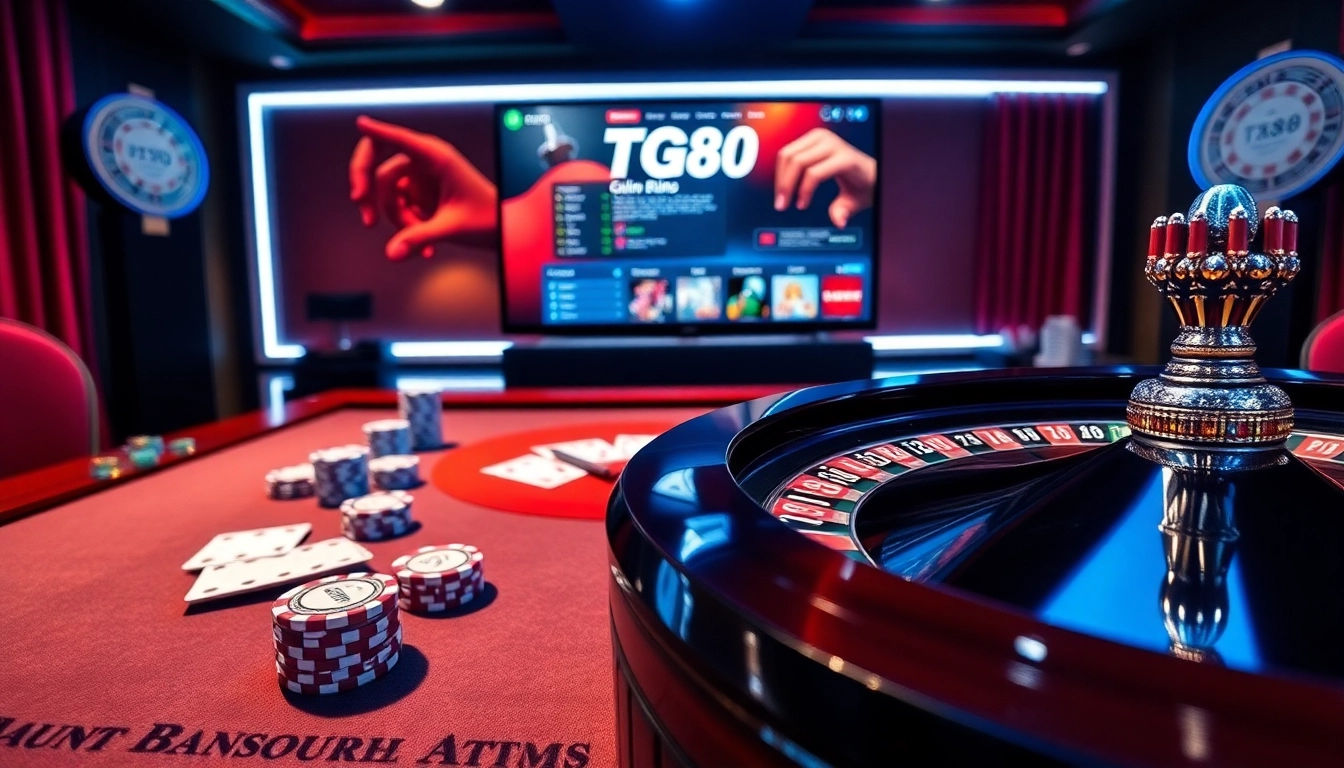 Experience thrilling gameplay at TG88 with a vibrant online casino setup featuring poker and roulette.
