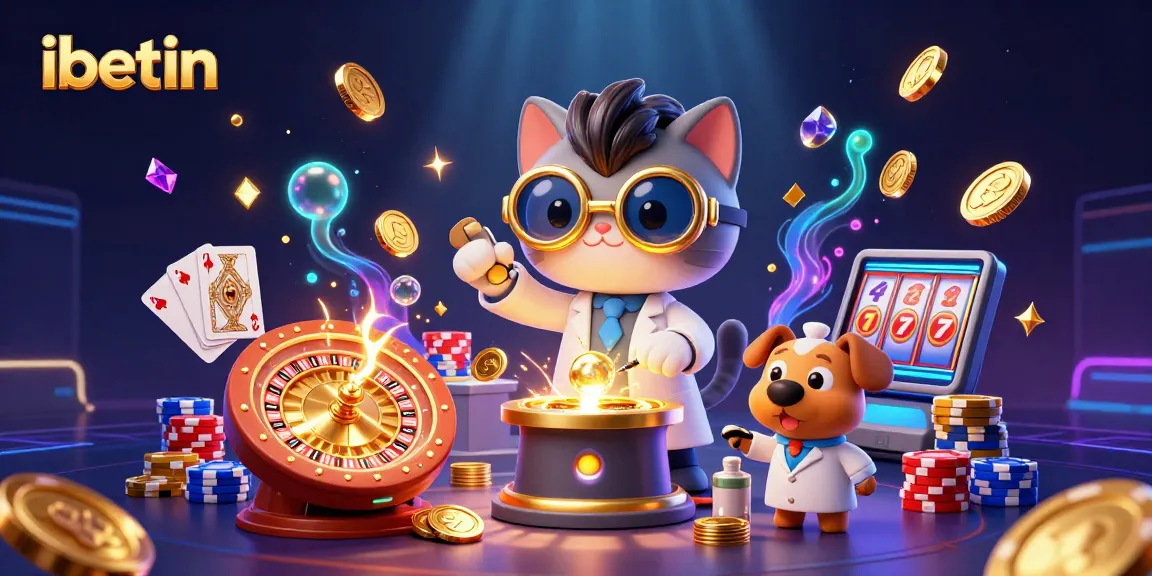Experience the thrill of ibetin with a vibrant 3D casino scene featuring golden coins and exciting gaming elements.