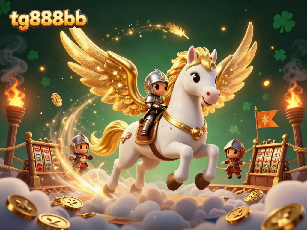 Experience thrilling action at tg888bb with a captivating 3D illustration of casino games and fantastical characters.