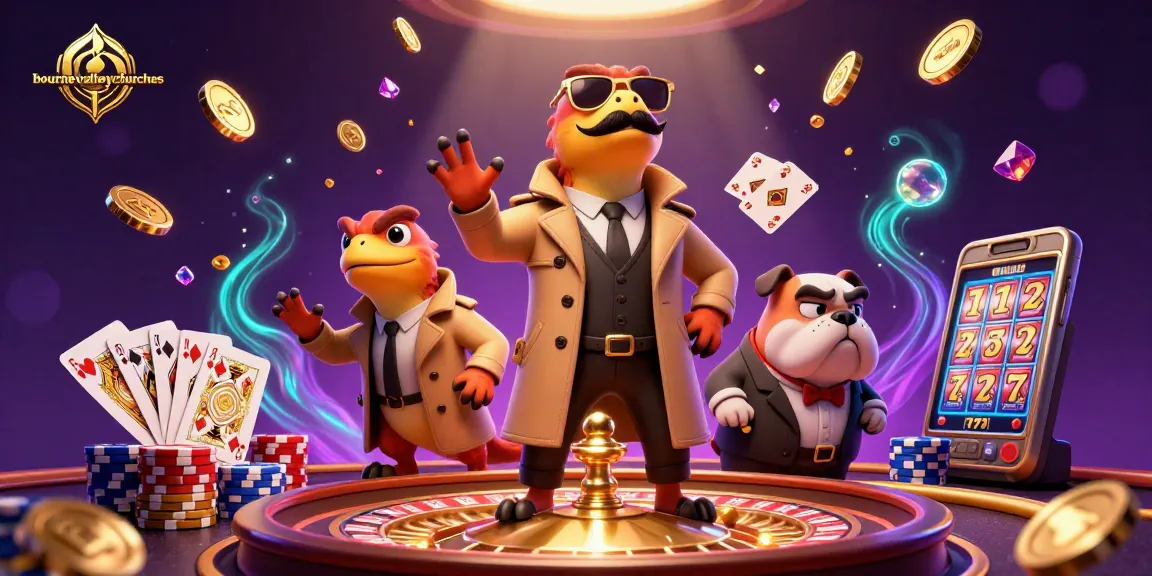 Play slots at bournevalleychurches with raptors in a trench coat entering a VIP casino.