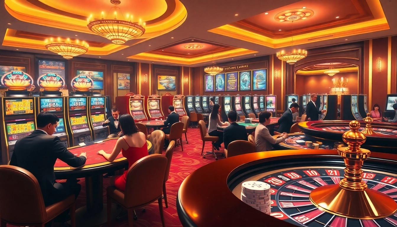 Excited players engaging with UU88's vibrant online casino games, showcasing luxury and professionalism.