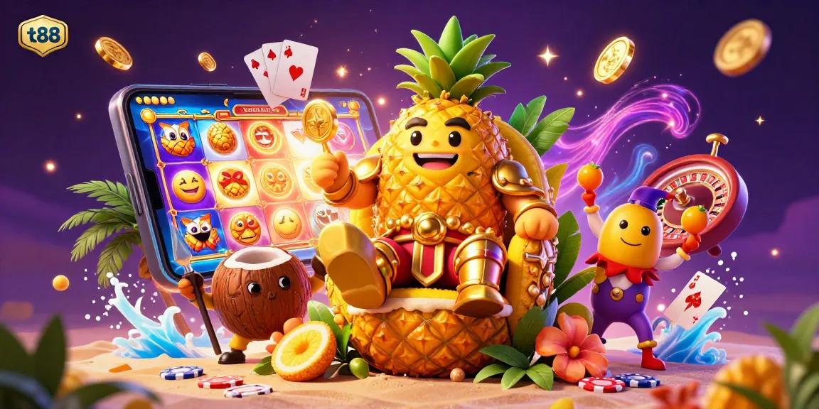 Experience the vibrant thrill of tt88 at a tropical casino with animated characters and dynamic gaming elements.