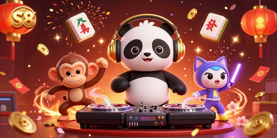 Experience the excitement of S8 casino gaming with lively characters and vibrant festive elements.