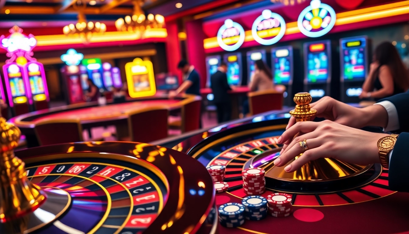 Engaging scene at SODO66 casino with players enjoying roulette and poker games.