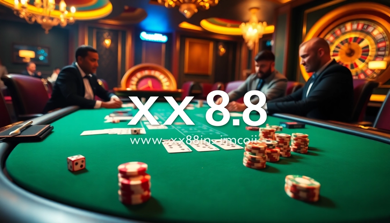 Experience the excitement of casino gambling at https://xx88.moe/ with an intense poker game and vibrant atmosphere.
