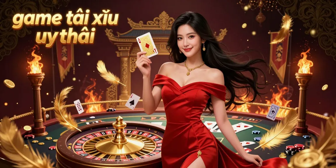 Experience the excitement of game tài xỉu uy tín with this dynamic illustration showcasing a beautiful young Asian woman in a casino setting.