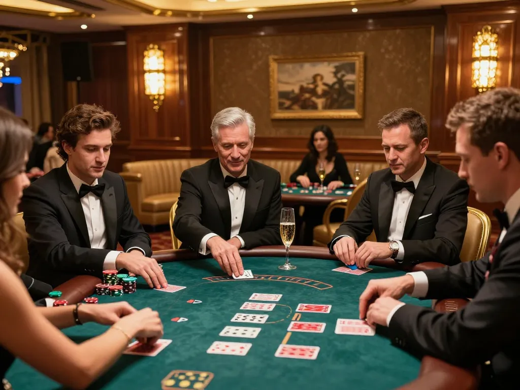 Experience thrill at VA88's exclusive poker table with players eagerly placing bets.