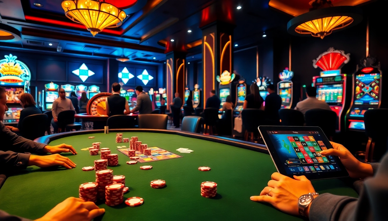 Experience thrilling gameplay at https://nk88top.com/ with vibrant casino elements featuring poker chips and a roulette wheel.