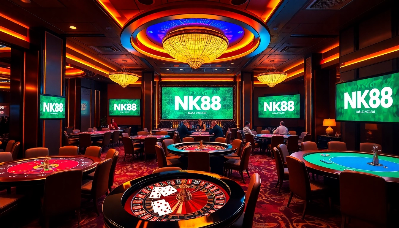 Experience the thrill of betting at https://nk88zz.bio/ with engaging casino action, featuring vibrant tables and poker chips.