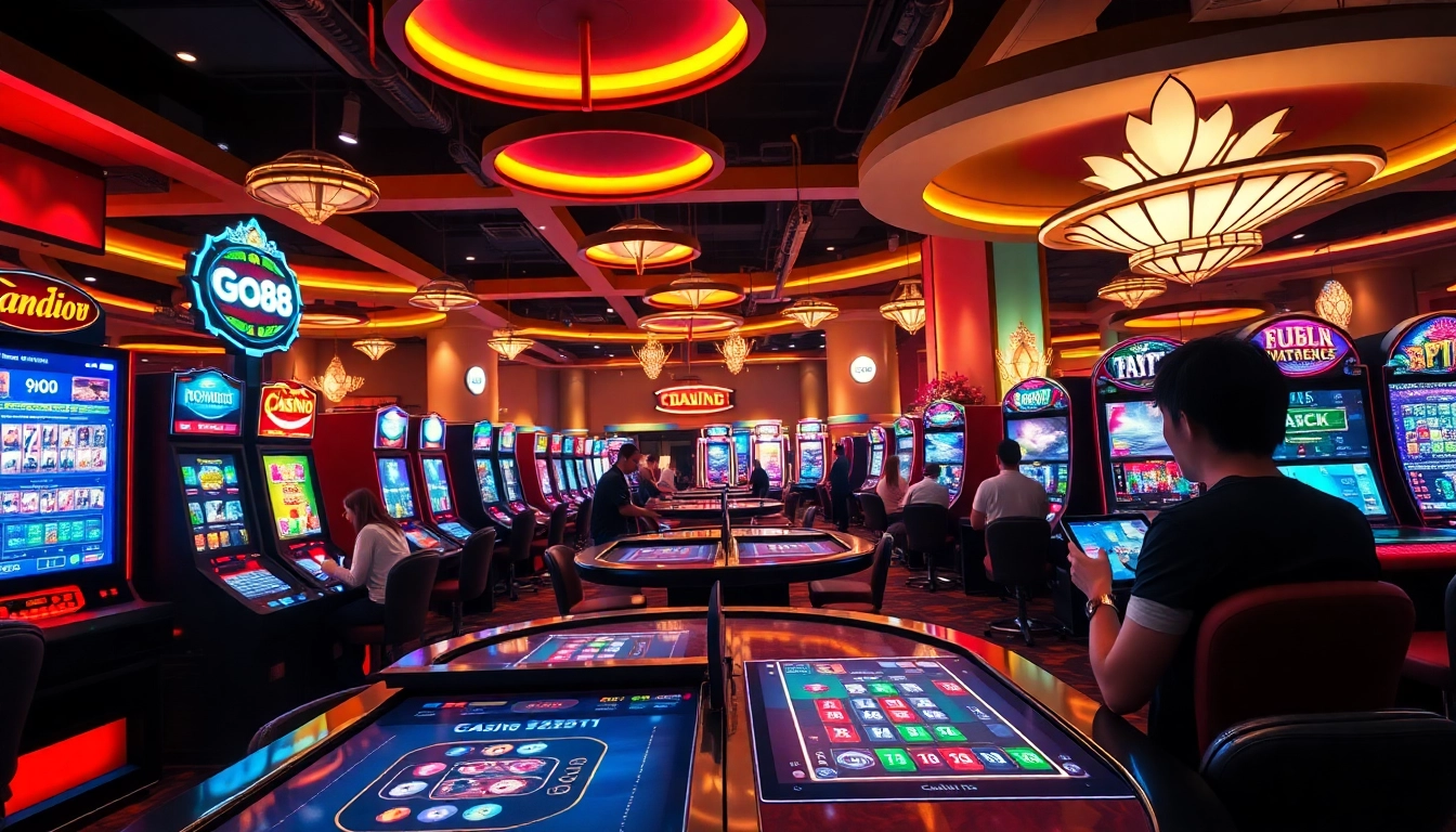 Players enjoying a thrilling gaming experience at Go88's online casino with vibrant visuals.
