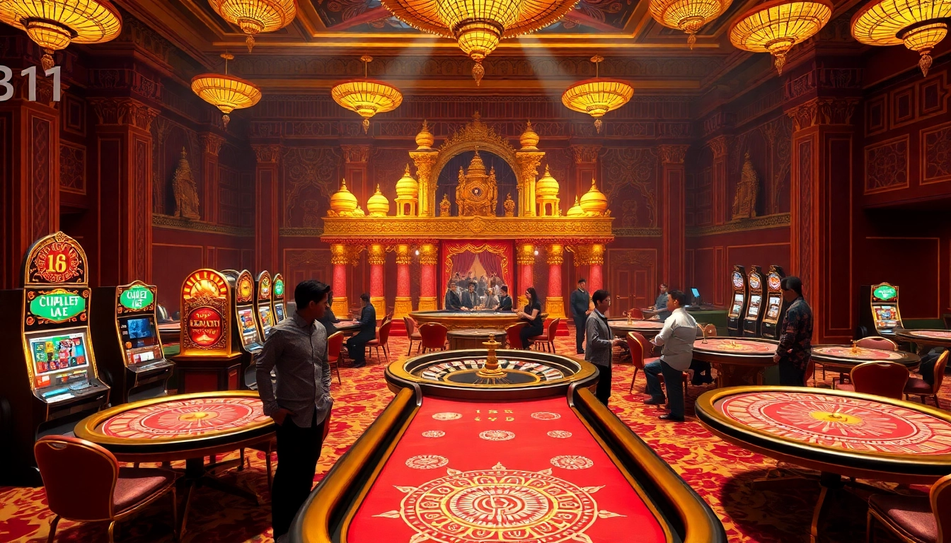 Experience U31's vibrant casino atmosphere with ornate decorations, roulette, and slot machines.