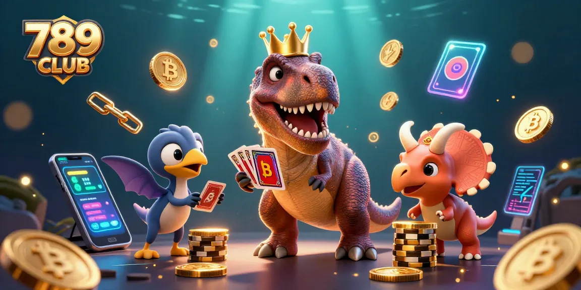 Experience thrilling play at 789 CLUB with a friendly T-Rex and colorful gaming elements.