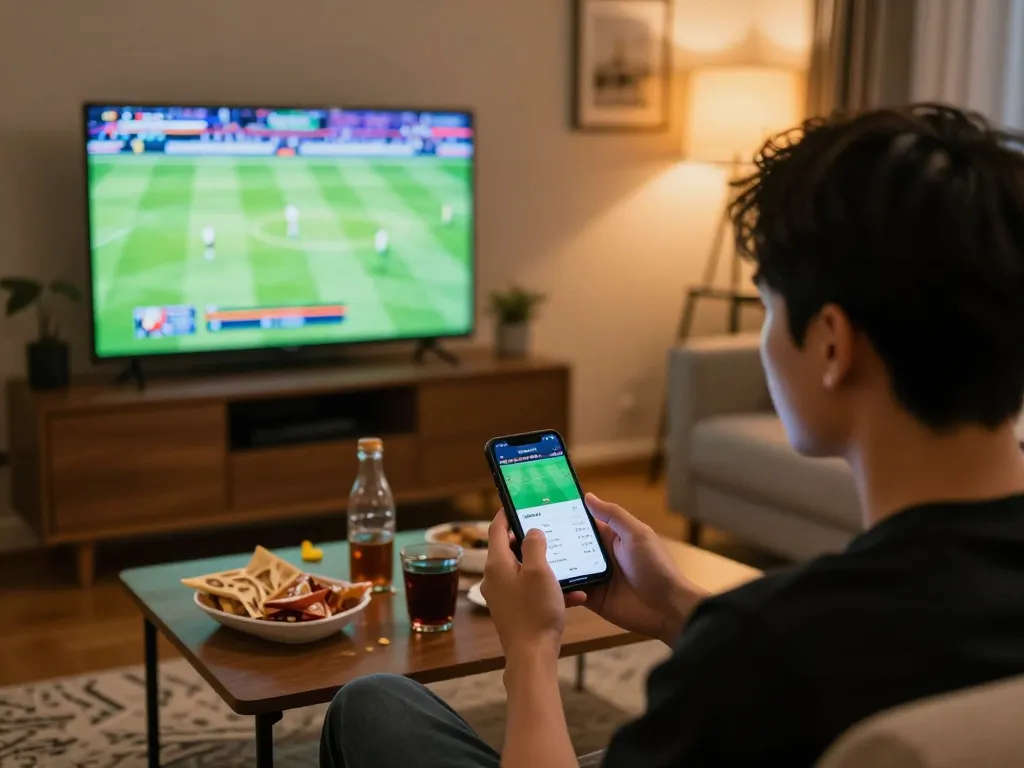 Using the kèo nhà cái app while enjoying a live football match