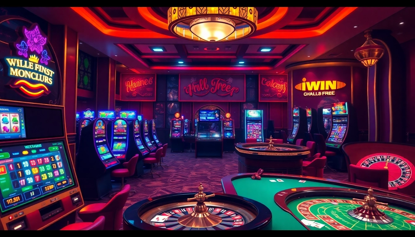 Experience thrilling gameplay at iwin.free with vibrant gaming elements like cards and slot machines.