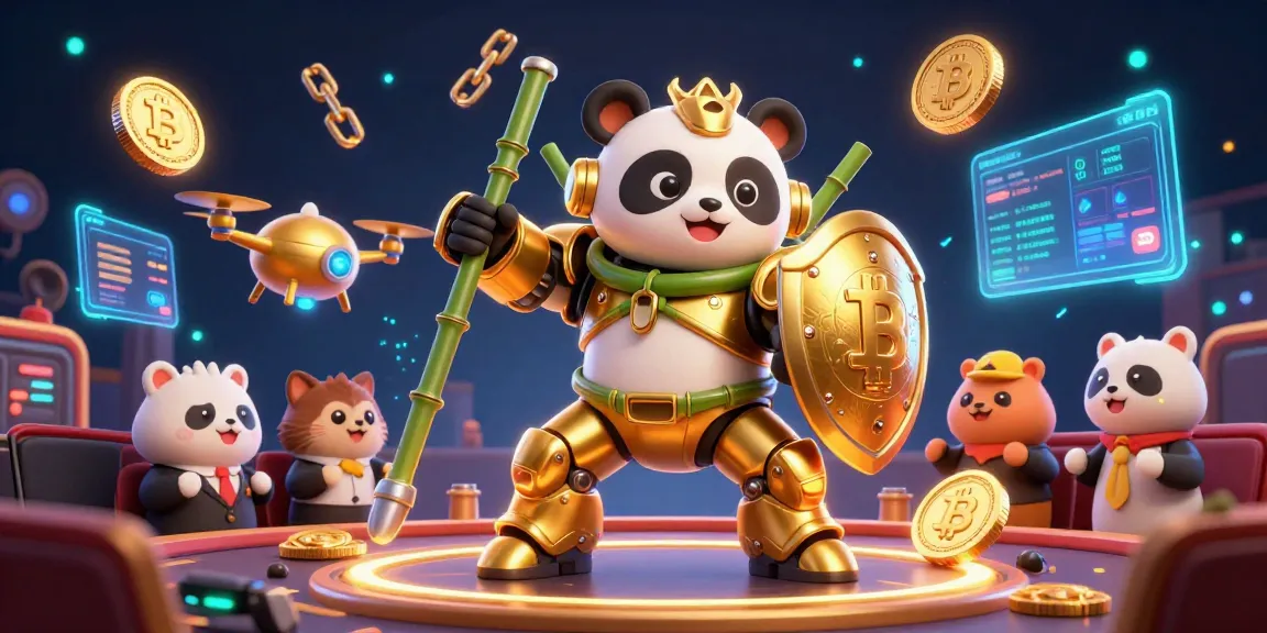 Engage in exciting gaming action with pg88 as a mech-suit panda battles in a vibrant casino arena.