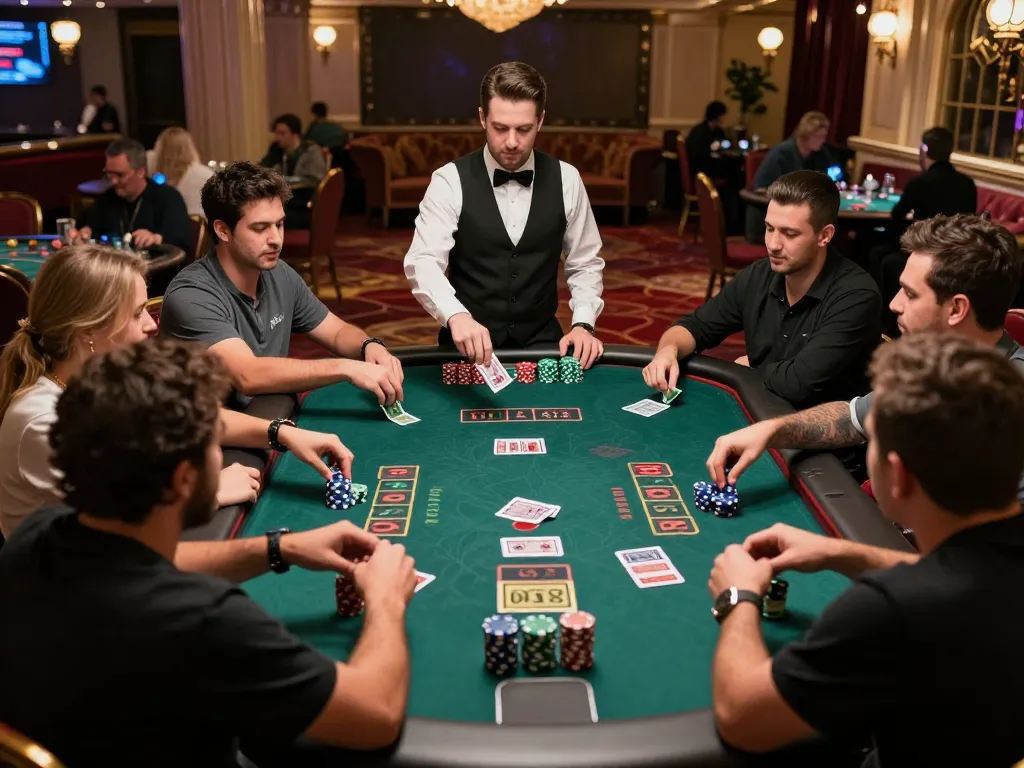 Players engaging in a thrilling live blackjack game at ALO8 STUDIO, showcasing vibrant casino atmosphere.