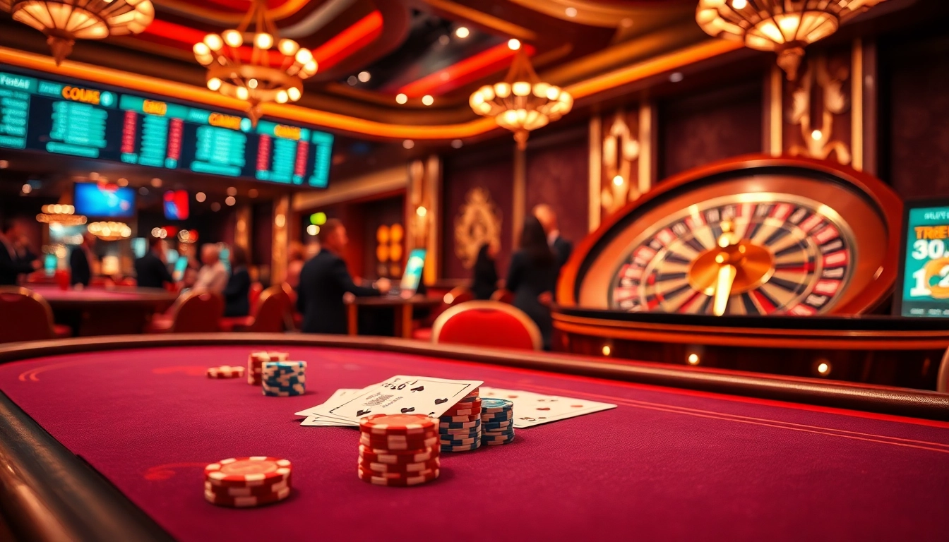 Experience the excitement of TR88 at a vibrant casino poker table with cards and chips.