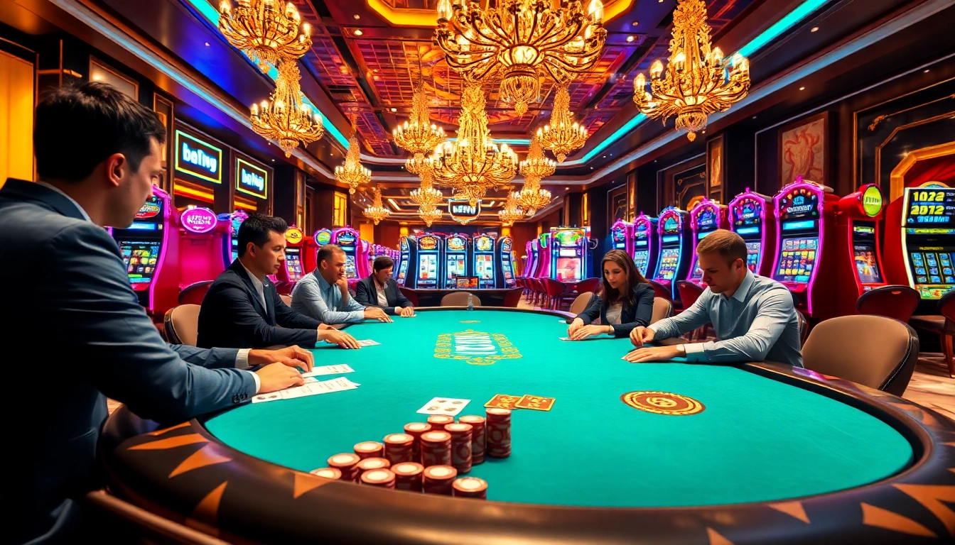 Engaging poker gameplay at https://aa888bet.us/ highlighting thrilling moments in a luxurious casino setting.