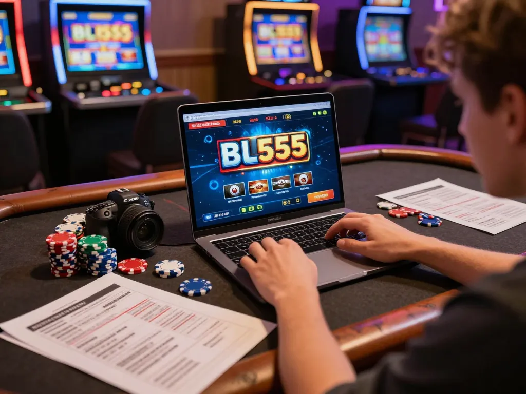 Person enjoying online gaming experience on BL555 platform with poker chips and strategies
