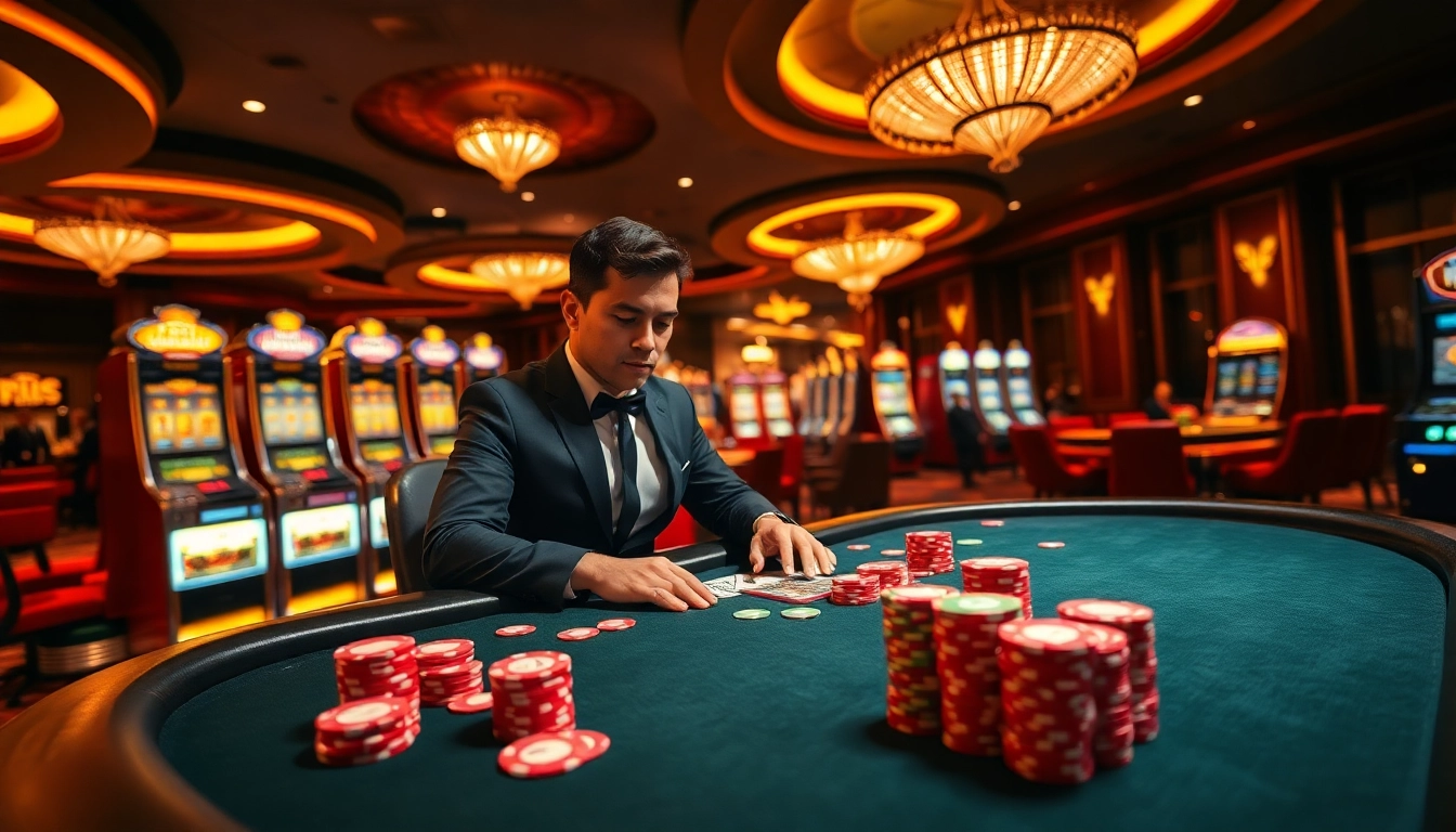 Hitclub đăng nhập - Engaging poker game scene with vibrant chips and classic casino elements.