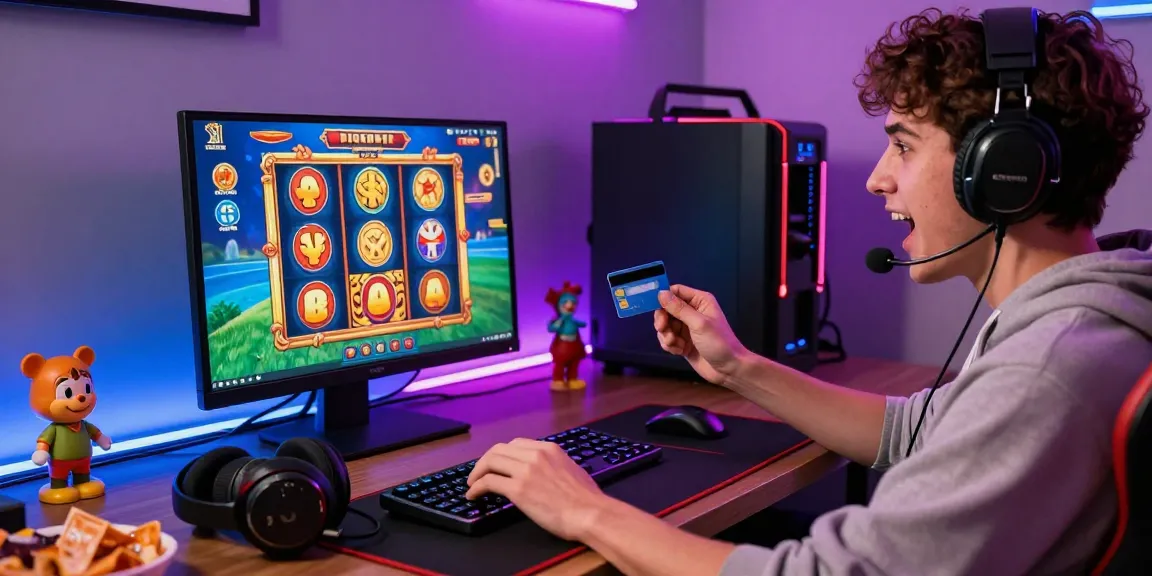 Player immersed in gaming experience at new credit card casino sites, showcasing vibrant slot games and modern setup.