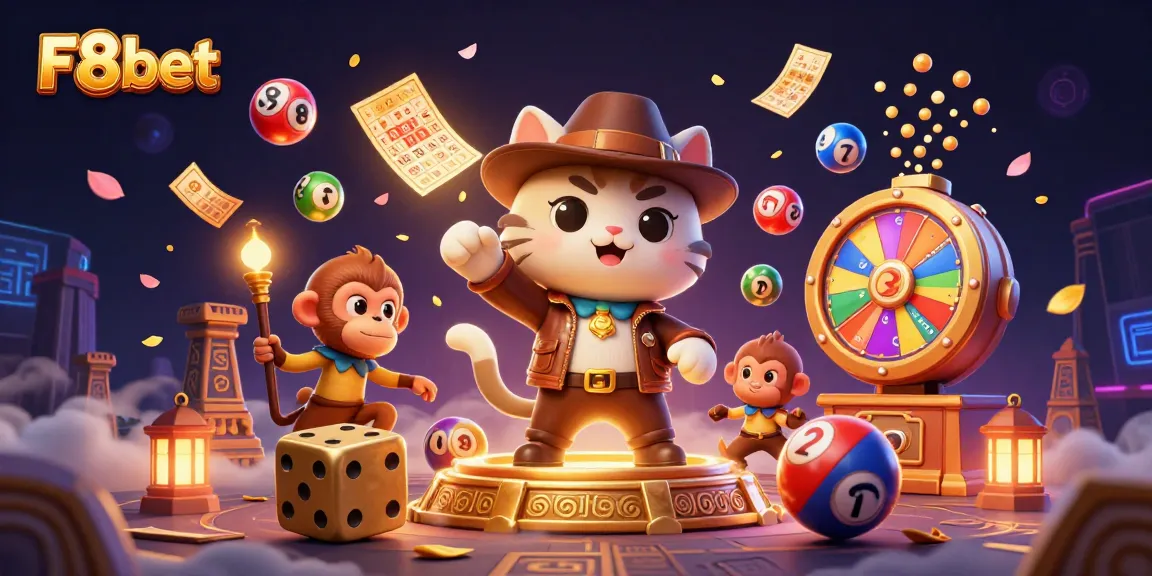 Experience the thrill of F8bet with vibrant casino elements in a captivating scene of adventure.