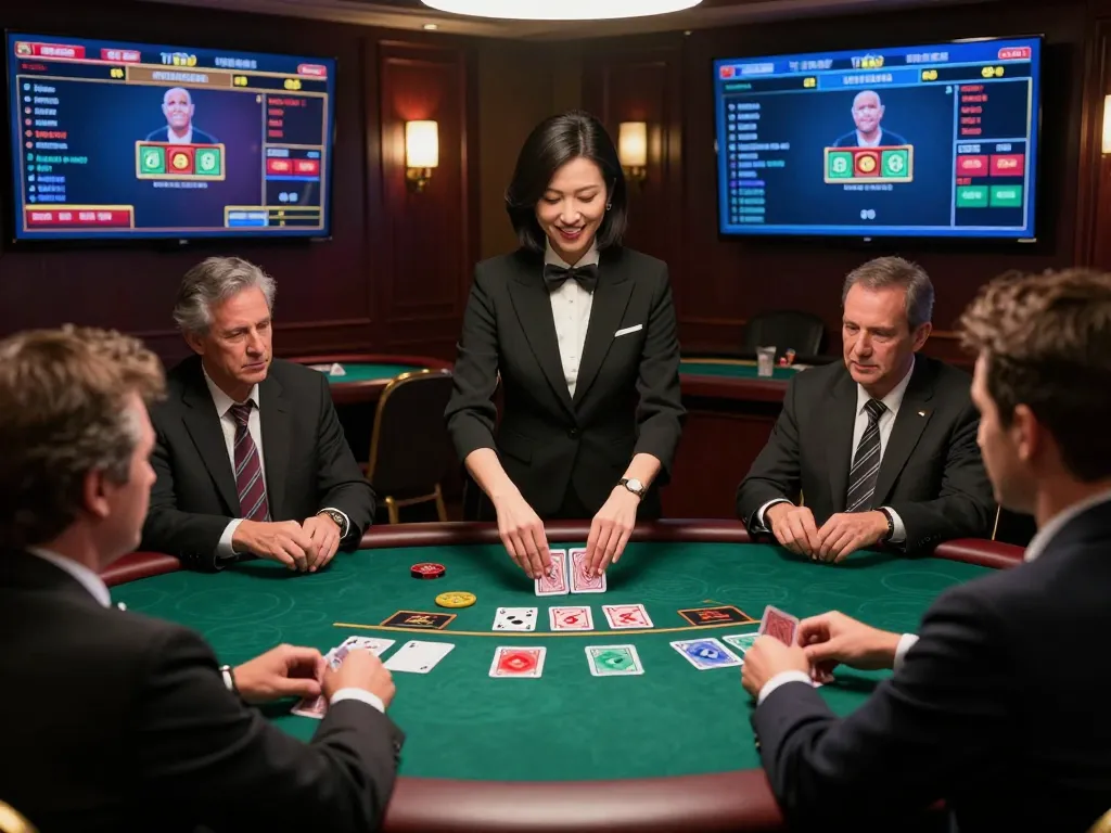 Players enjoying a thrilling blackjack game at the O8 live dealer casino, showcasing engaging gameplay and excitement