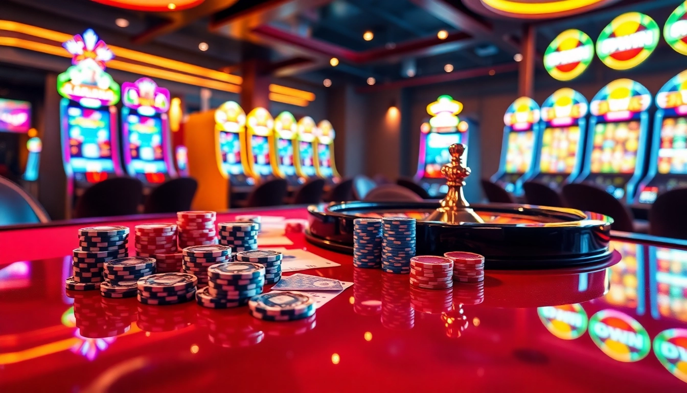 33win casino scene featuring poker chips, roulette wheel, and glamorous atmosphere