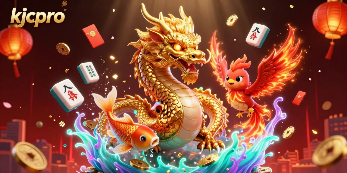 Experience thrilling action with kjcpro's fierce dragon and phoenix in this vibrant casino-themed scene