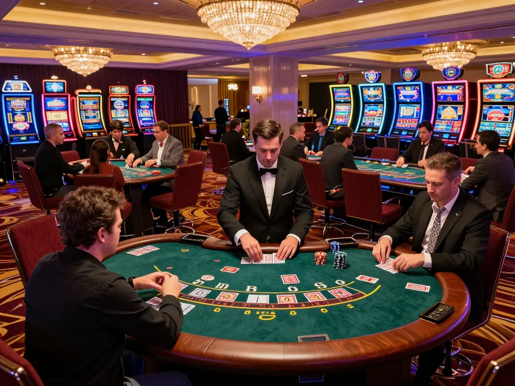 Players engage in blackjack at the luxurious casino, highlighting sc88's exciting atmosphere and strategic gameplay.