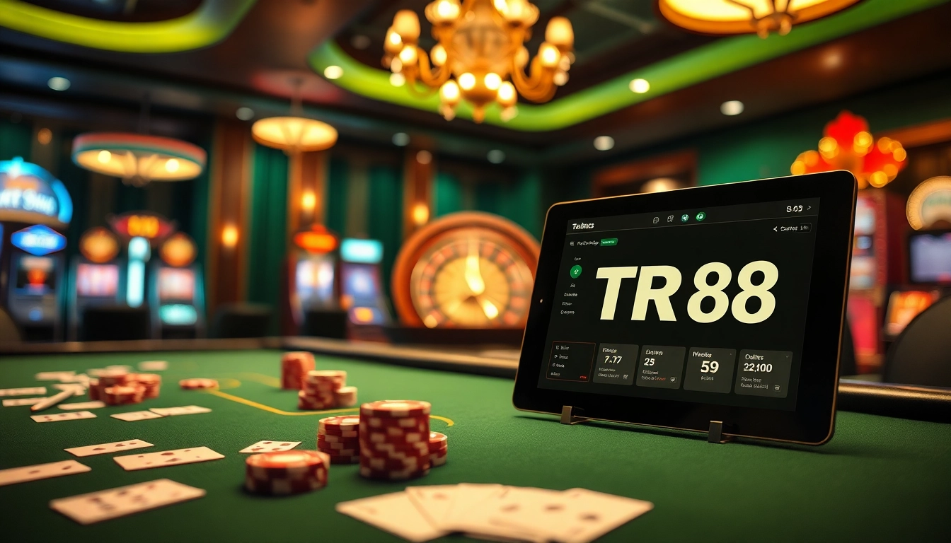 Experience the thrill of the TR88 online casino with vibrant tables, cards, and slot machines.