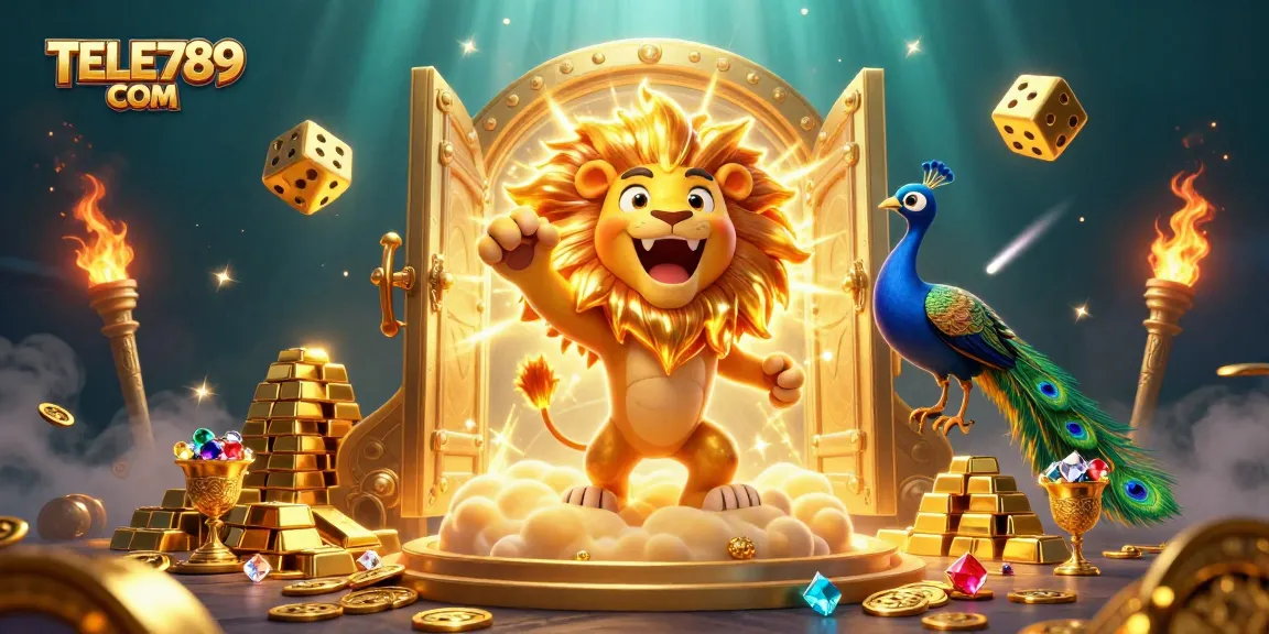 Engage in thrilling gameplay at TELE789 COM, with vibrant characters and dynamic casino-themed elements.