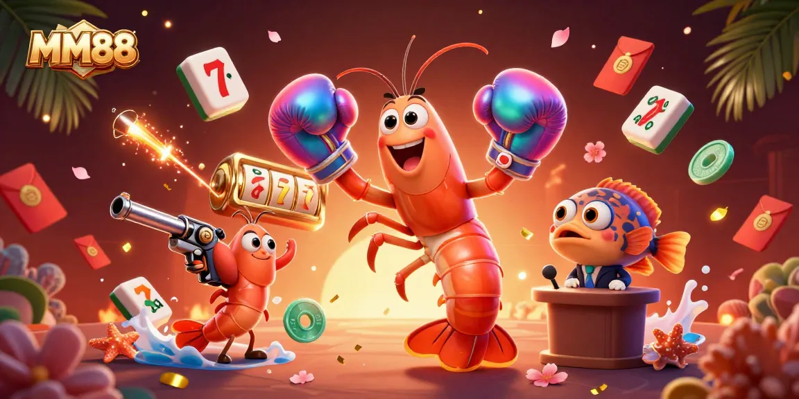 Engaging MM88 online casino scene showcasing vibrant cartoon characters and dynamic gaming elements.