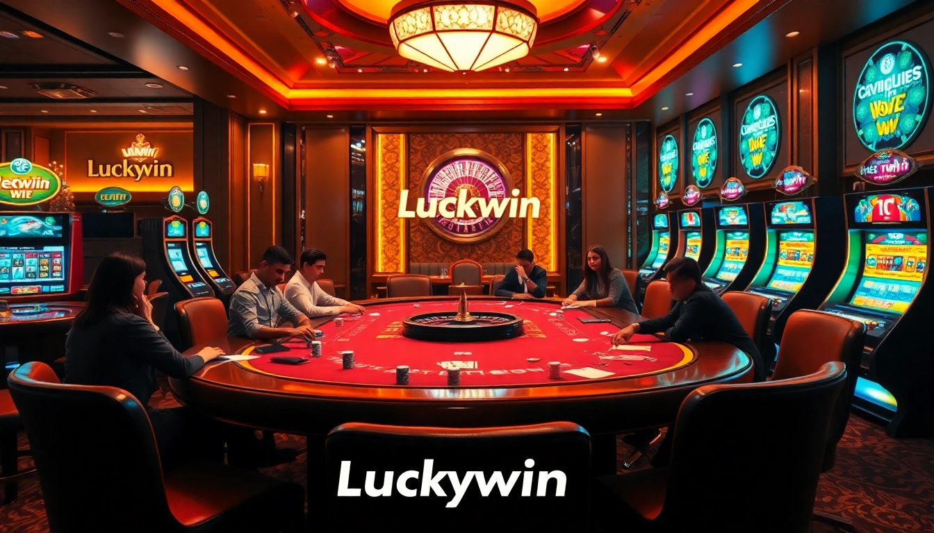 Experience high-stakes gaming thrills at Luckywin casino with vibrant tables and engaged players.