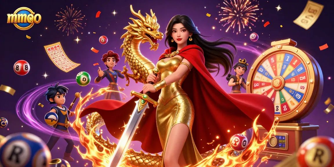 Join the excitement at mmoo with vibrant lottery balls and dynamic casino symbols.