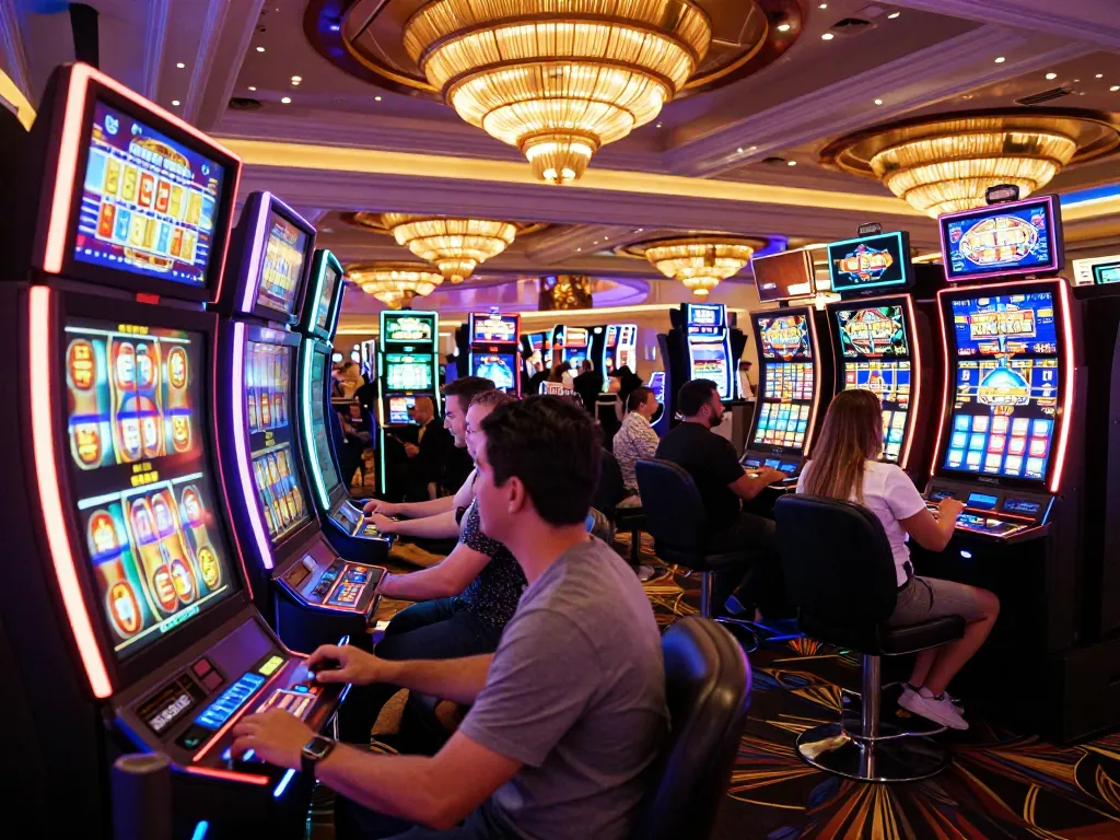 Experience the excitement at https://max88sss.com/ with vibrant slot machines spinning and players engaged.