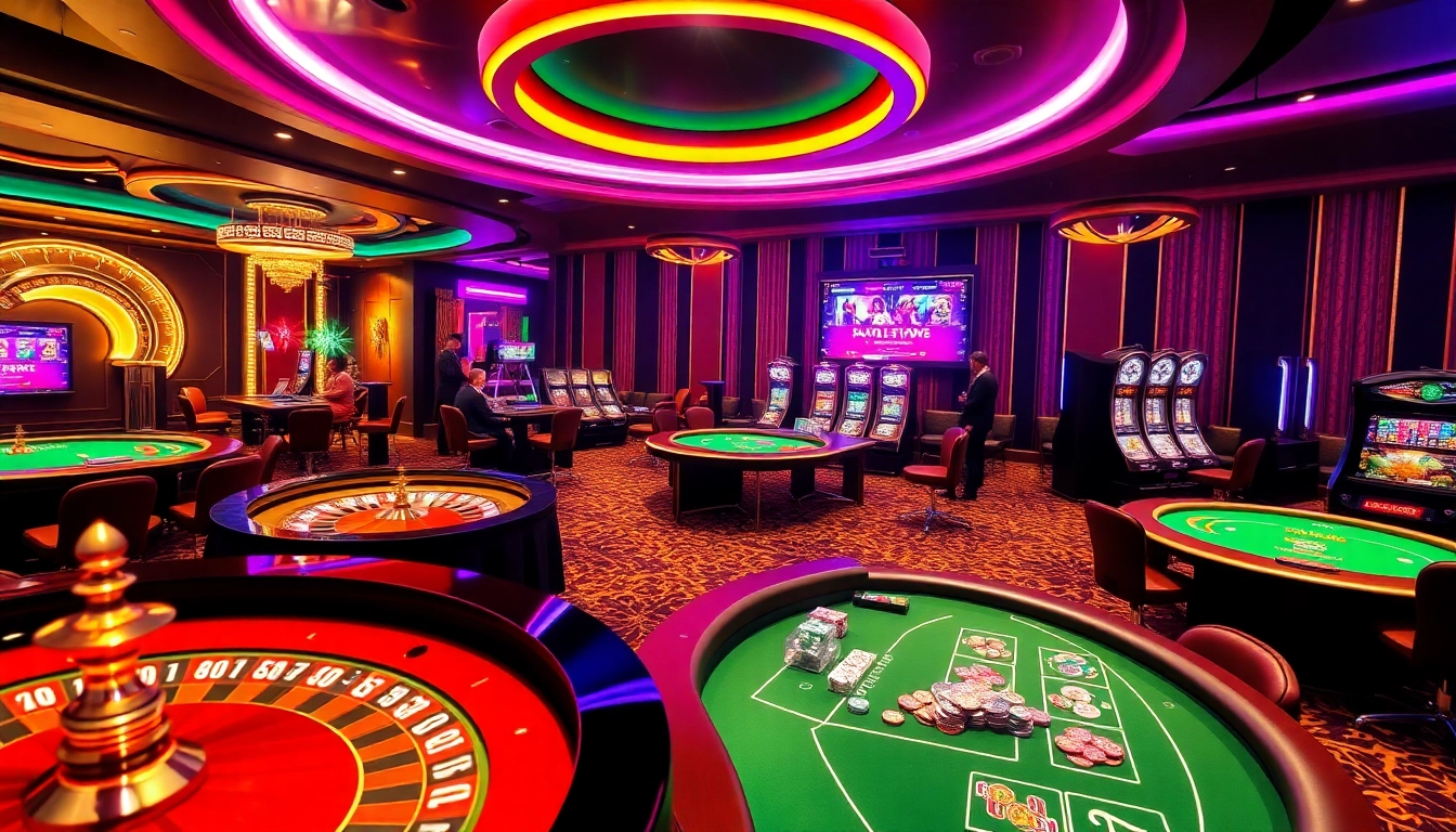 Experience top-tier gambling at c54.gb.net with this lively online casino scene showcasing excitement and luxury.