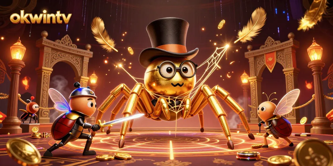Engage in thrilling action at okwintv’s dynamic casino environment with a brave beetle knight and golden tarantula.