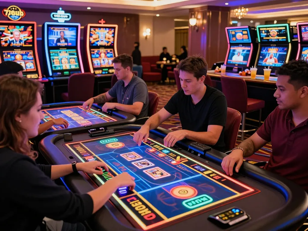 Players enjoying thrilling games at 789club online casino with vibrant lighting and lively atmosphere.