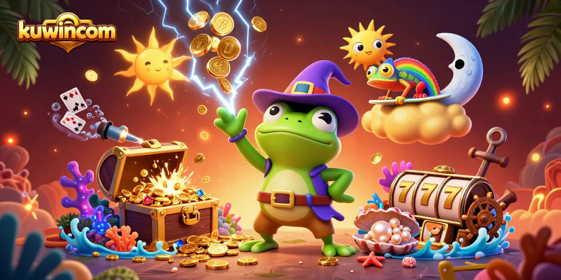 Kuwincom captivates players with a vibrant casino adventure through magical characters and golden coins.