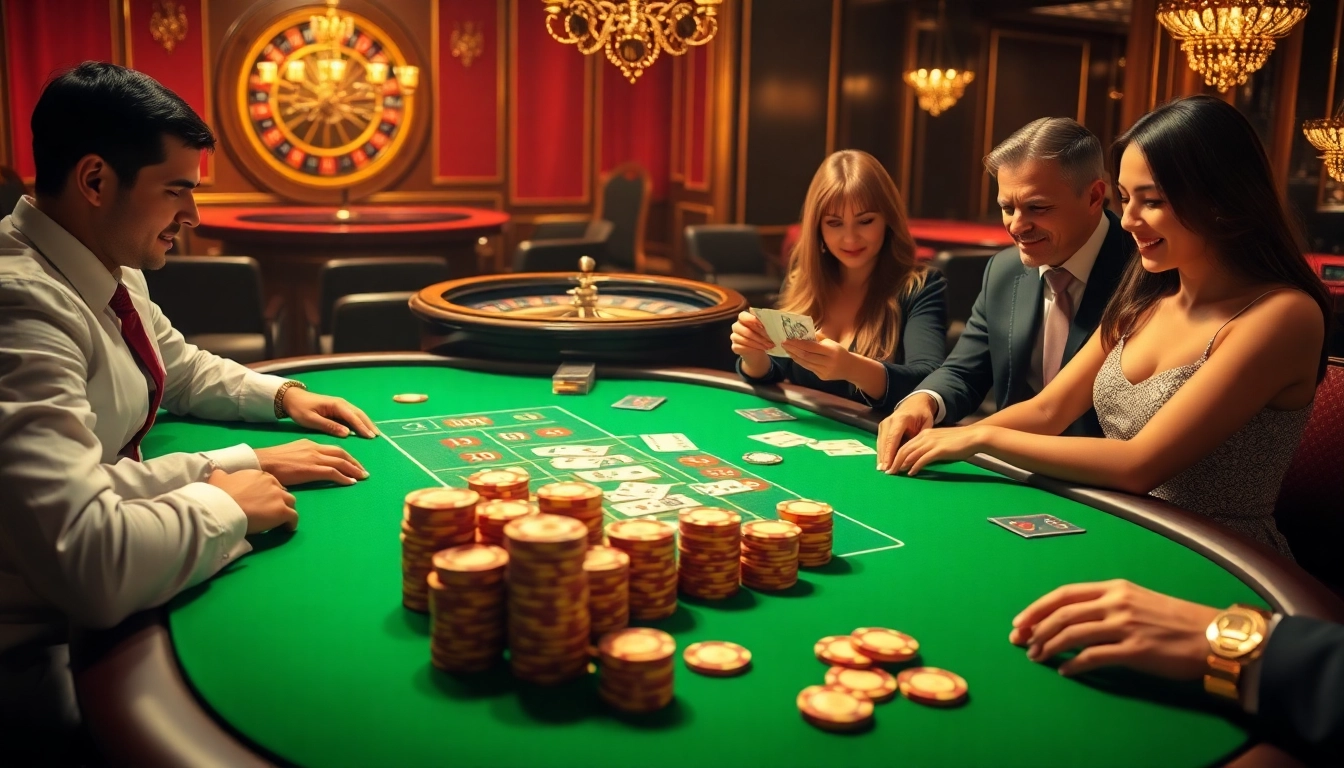 Winning at Haywin: Players celebrate a poker victory in a vibrant casino setting.