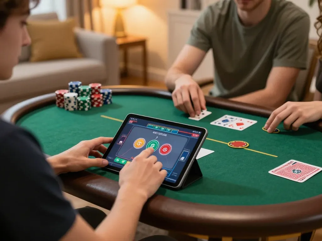 bl555r poker player engaged in strategic betting at home