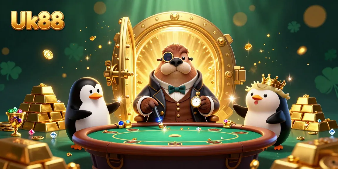 Players at Uk88 engage in an exciting underwater poker game amidst treasures and gems.