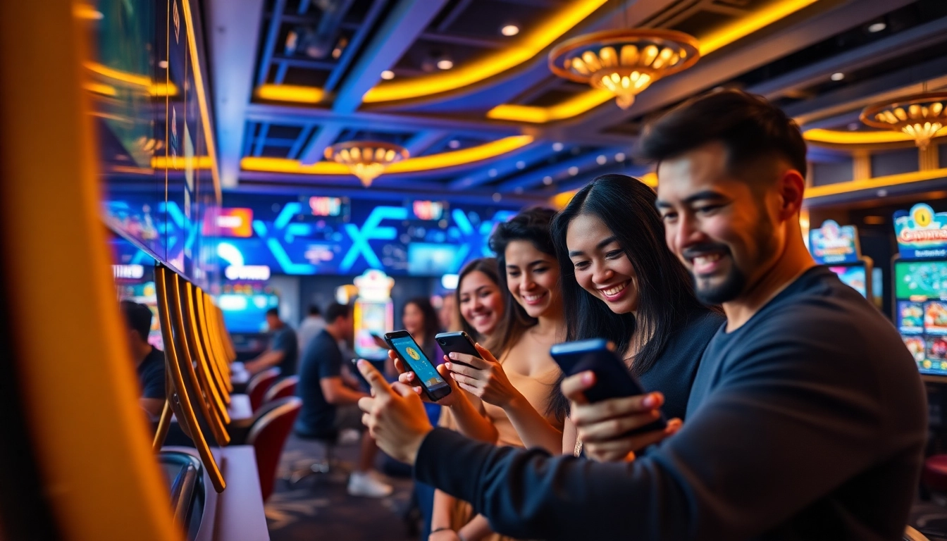 The E88 app enhances online gaming experiences in a vibrant casino setting, showcasing user-friendly interfaces and exciting gameplay.